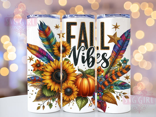 Fall Vibes 20oz Tumbler Wrap Sublimation Design, Straight Tapered Tumbler Wrap, Pumpkins Fall Tumbler Png, Instant Digital Download Sublimation SvggirlplusArt 