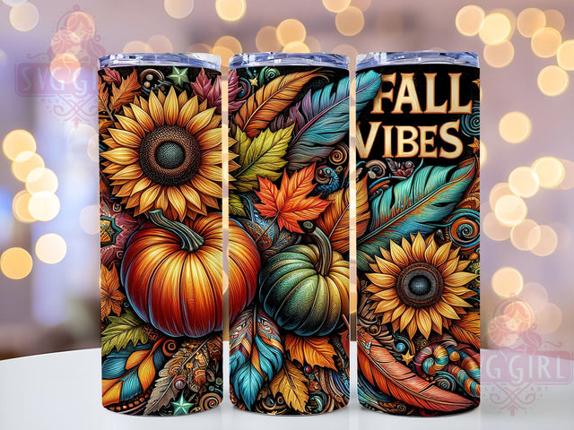 Fall Vibes 20oz Tumbler Wrap Sublimation Design, Straight Tapered Tumbler Wrap, Pumpkins Fall Tumbler Png, Instant Digital Download Sublimation SvggirlplusArt 