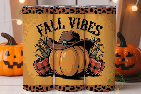 Fall Vibes 20oz Tumbler Wrap Sublimation PixelChick 