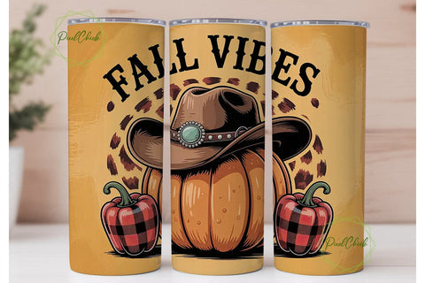 Fall Vibes 20oz Tumbler Wrap Sublimation PixelChick 