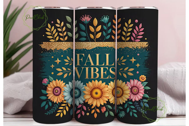 Fall Vibes 20oz Tumbler Wrap Sublimation PixelChick 