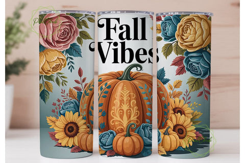 Fall Vibes 20oz Tumbler Wrap Sublimation PixelChick 