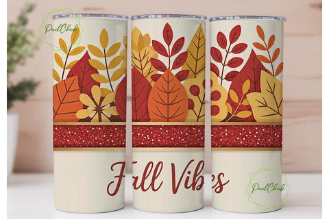 Fall Vibes 20oz Tumbler Wrap Sublimation PixelChick 