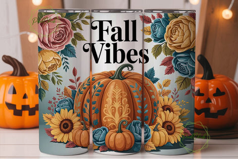 Fall Vibes 20oz Tumbler Wrap Sublimation PixelChick 
