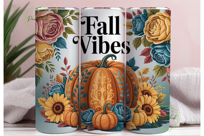Fall Vibes 20oz Tumbler Wrap Sublimation PixelChick 