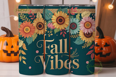 Fall Vibes 20oz Tumbler Wrap Sublimation PixelChick 