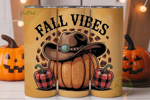 Fall Vibes 20oz Tumbler Wrap Sublimation PixelChick 