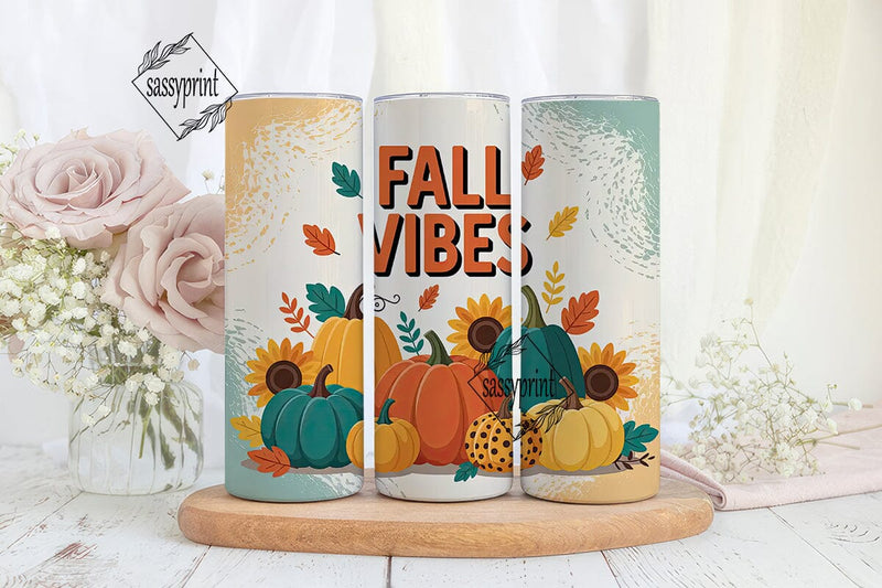 Fall Vibes 20oz Tumbler Wrap Sublimation sassyprint 