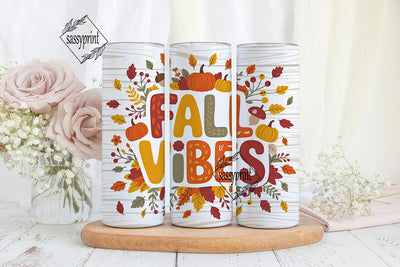 Fall Vibes 20oz Tumbler Wrap Sublimation sassyprint 