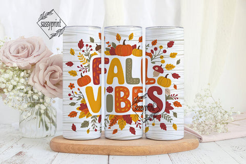 Fall Vibes 20oz Tumbler Wrap Sublimation sassyprint 