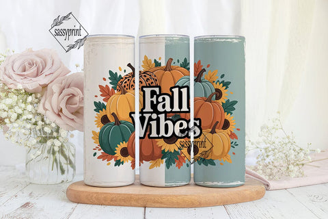 Fall Vibes 20oz Tumbler Wrap Sublimation sassyprint 