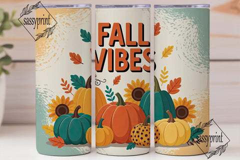 Fall Vibes 20oz Tumbler Wrap Sublimation sassyprint 