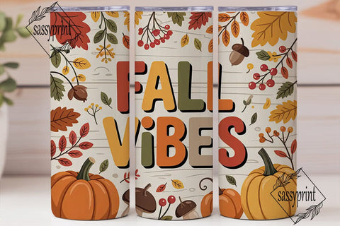 Fall Vibes 20oz Tumbler Wrap Sublimation sassyprint 