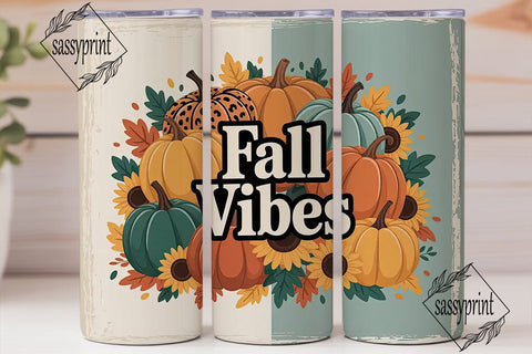 Fall Vibes 20oz Tumbler Wrap Sublimation sassyprint 