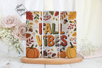 Fall Vibes 20oz Tumbler Wrap Sublimation sassyprint 