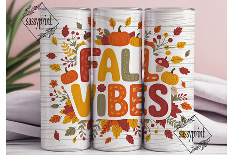 Fall Vibes 20oz Tumbler Wrap Sublimation sassyprint 