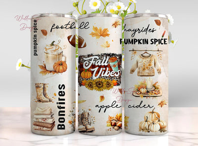 Fall Vibes 40oz Tumbler Wrap - PNG Tumbler Design Sublimation Designs Downloads - Autumn Pumpkin Sublimation Tumbler with Handle Wrap Sublimation WillowSageDesign 