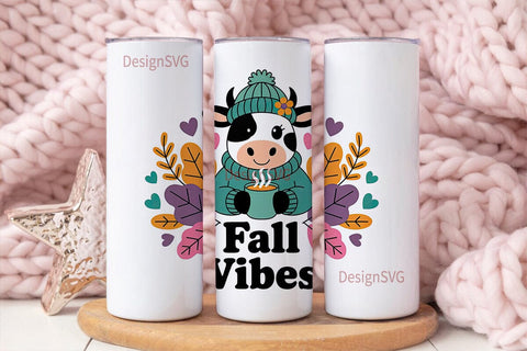 Fall Vibes Cow 20oz Tumbler Wrap Sublimation DesignSVG 
