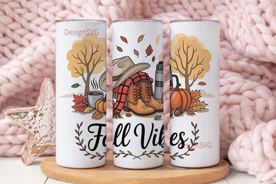 Fall Vibes Cowboy Tumbler Wrap Sublimation DesignSVG 