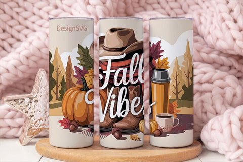 Fall Vibes Cowboy Tumbler Wrap Sublimation DesignSVG 