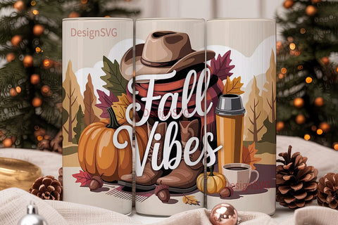 Fall Vibes Cowboy Tumbler Wrap Sublimation DesignSVG 