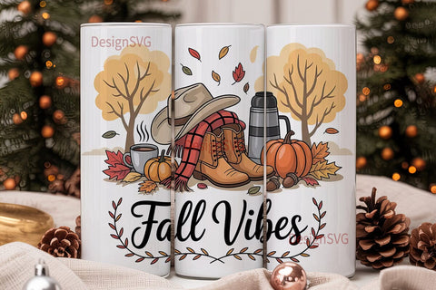 Fall Vibes Cowboy Tumbler Wrap Sublimation DesignSVG 