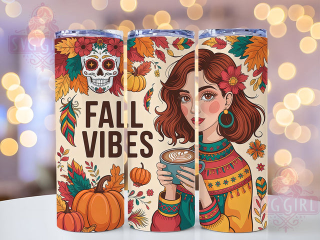 Fall Vibes Cozy Autumn Girl Tumbler, Autumn Girl Wrap, 20oz Sublimation, Cozy Fall Cup, Autumn Fashion Mug, Cute Fall Tumbler, Fall Season Drinkware Sublimation SvggirlplusArt 