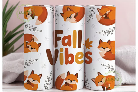 Fall Vibes Fox 20oz Tumbler Design Sublimation PixelChick 