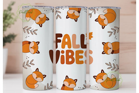 Fall Vibes Fox 20oz Tumbler Design Sublimation PixelChick 
