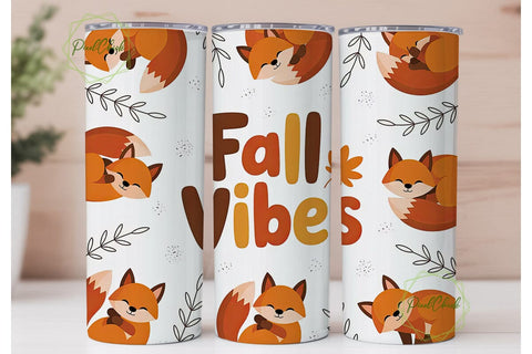 Fall Vibes Fox 20oz Tumbler Design Sublimation PixelChick 