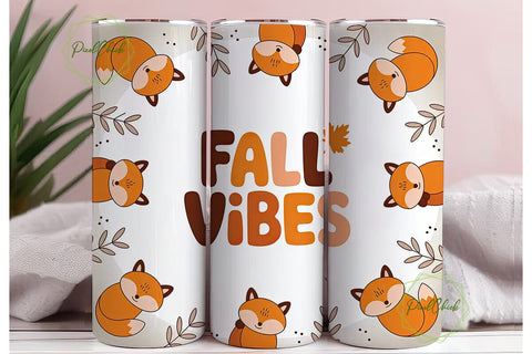 Fall Vibes Fox 20oz Tumbler Design Sublimation PixelChick 