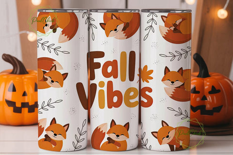Fall Vibes Fox 20oz Tumbler Design Sublimation PixelChick 
