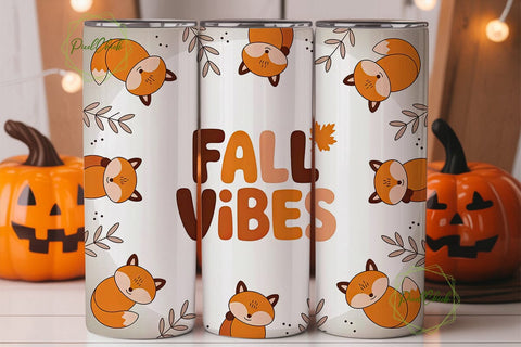 Fall Vibes Fox 20oz Tumbler Design Sublimation PixelChick 