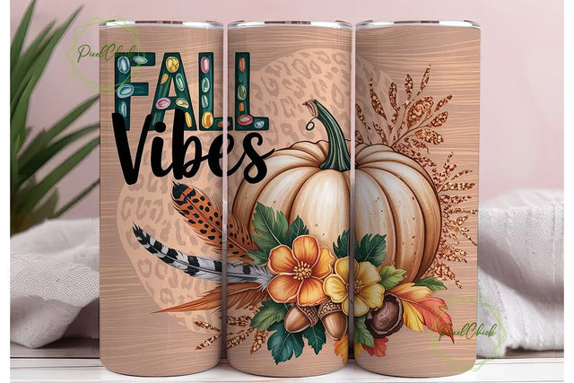 Fall Vibes Leopard 20oz Tumbler Wrap Sublimation PixelChick 