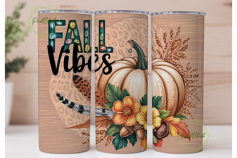 Fall Vibes Leopard 20oz Tumbler Wrap Sublimation PixelChick 