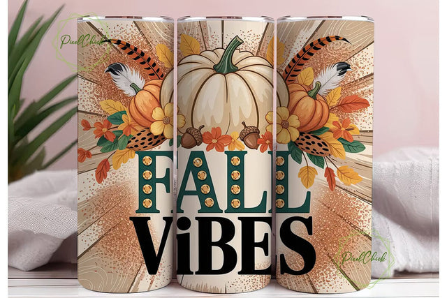 Fall Vibes Leopard 20oz Tumbler Wrap Sublimation PixelChick 
