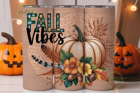 Fall Vibes Leopard 20oz Tumbler Wrap Sublimation PixelChick 
