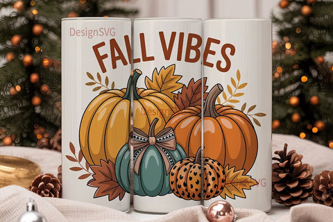 Fall Vibes Pumpkin 20oz Tumbler Wrap Sublimation DesignSVG 