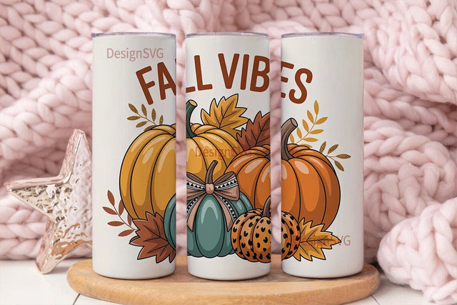 Fall Vibes Pumpkin 20oz Tumbler Wrap Sublimation DesignSVG 