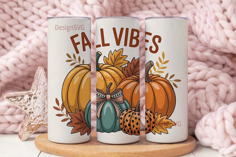 Fall Vibes Pumpkin 20oz Tumbler Wrap Sublimation DesignSVG 