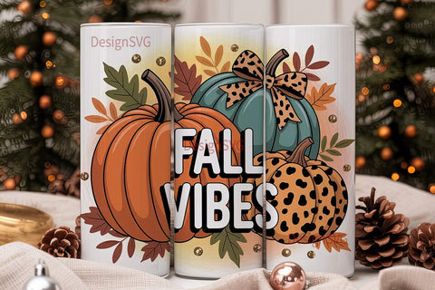 Fall Vibes Pumpkin 20oz Tumbler Wrap Sublimation DesignSVG 