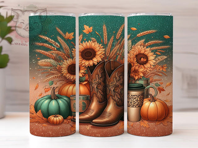 Fall Vibes Pumpkin Glitter 20oz Tumbler Wrap, Pumpkin Glitter Design, Autumn 20oz Tumbler, Glitter Pumpkin Wrap, Fall Season Tumbler, Sparkly Pumpkin Tumbler Sublimation Lara' s Designs 