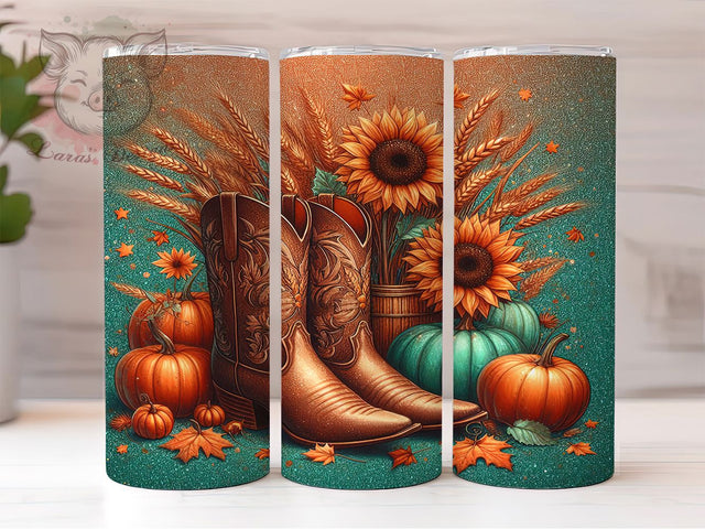 Fall Vibes Pumpkin Glitter 20oz Tumbler Wrap, Pumpkin Glitter Design, Autumn 20oz Tumbler, Glitter Pumpkin Wrap, Fall Season Tumbler, Sparkly Pumpkin Tumbler Sublimation Lara' s Designs 