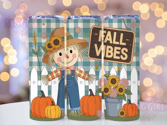 Fall Vibes Pumpkin Scarecrow Tumbler, Pumpkin Scarecrow Cup, Autumn Harvest Wrap, 20Oz Sublimation Design, Rustic Fall Drinkware, Cozy Autumn Tumbler, Farmhouse Seasonal Mug Sublimation SvggirlplusArt 
