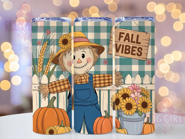 Fall Vibes Pumpkin Scarecrow Tumbler, Pumpkin Scarecrow Cup, Autumn Harvest Wrap, 20Oz Sublimation Design, Rustic Fall Drinkware, Cozy Autumn Tumbler, Farmhouse Seasonal Mug Sublimation SvggirlplusArt 