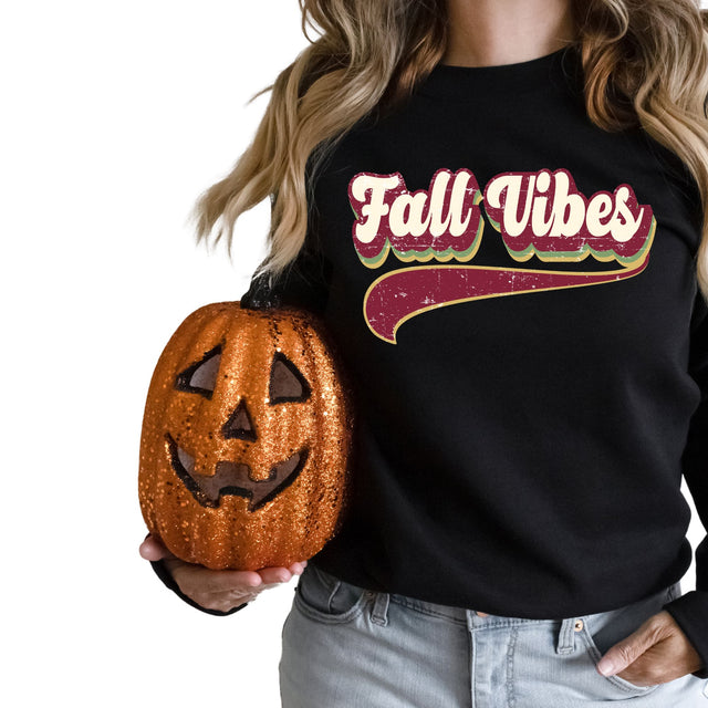 Fall Vibes Retro Typography PNG | Vintage Autumn Design | Classic Seasonal Quote Style Sublimation So Fontsy Design Shop 