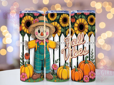 Fall Vibes Scarecrow Harvest Tumbler, Scarecrow Tumbler Wrap, Autumn Scarecrow Cup, 20oz Sublimation, Fall Harvest Mug, Cute Scarecrow Tumbler, Autumn Farm Wrap Sublimation SvggirlplusArt 