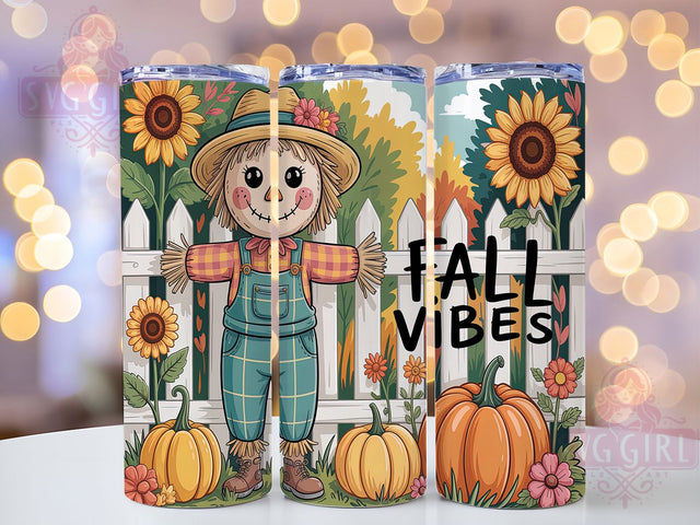 Fall Vibes Scarecrow Harvest Tumbler, Scarecrow Tumbler Wrap, Autumn Scarecrow Cup, 20oz Sublimation, Fall Harvest Mug, Cute Scarecrow Tumbler, Autumn Farm Wrap Sublimation SvggirlplusArt 