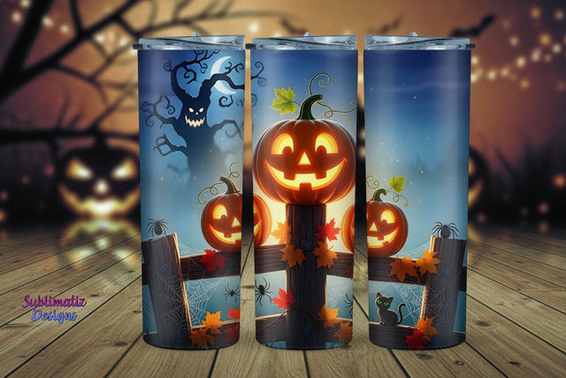 Fall Vibes Spooky Pumpkin Tumbler Wrap | Halloween Tumbler Wrap for Sublimation Sublimation Sublimatiz Designs 