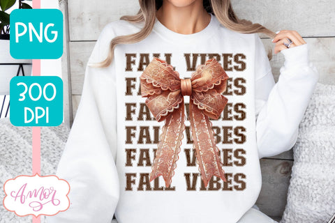 Fall vibes sublimation PNG | Coquette bow PNG design Sublimation Amorclipart 